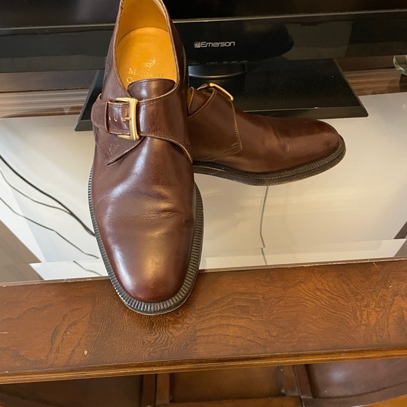 Men’s size 7, made in Italy,full leather brown slip on’s gold buckle - Picture 1 of 5
